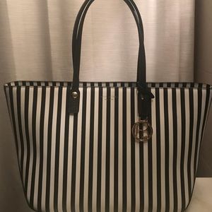 Henri Bendel - White & Brown Stripe